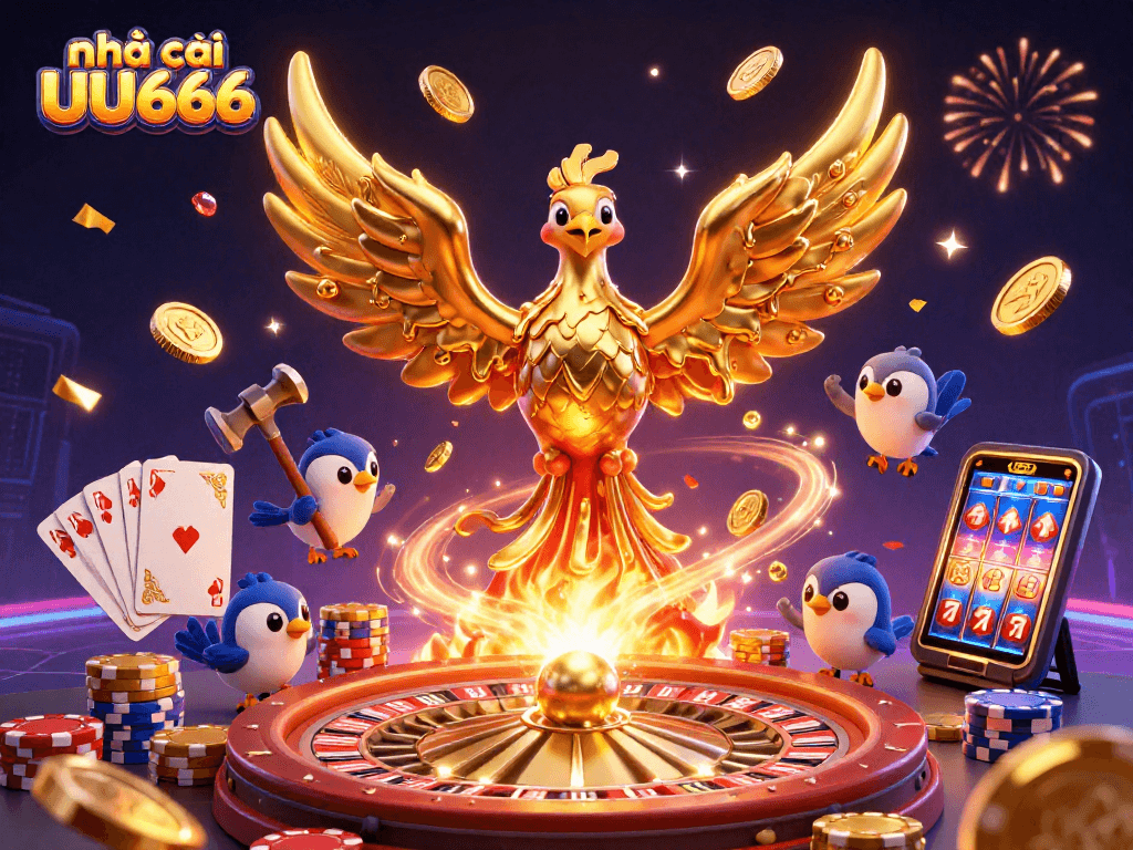 Experience exhilarating wins at nhà cái UU666 with golden casino elements and vibrant game details.