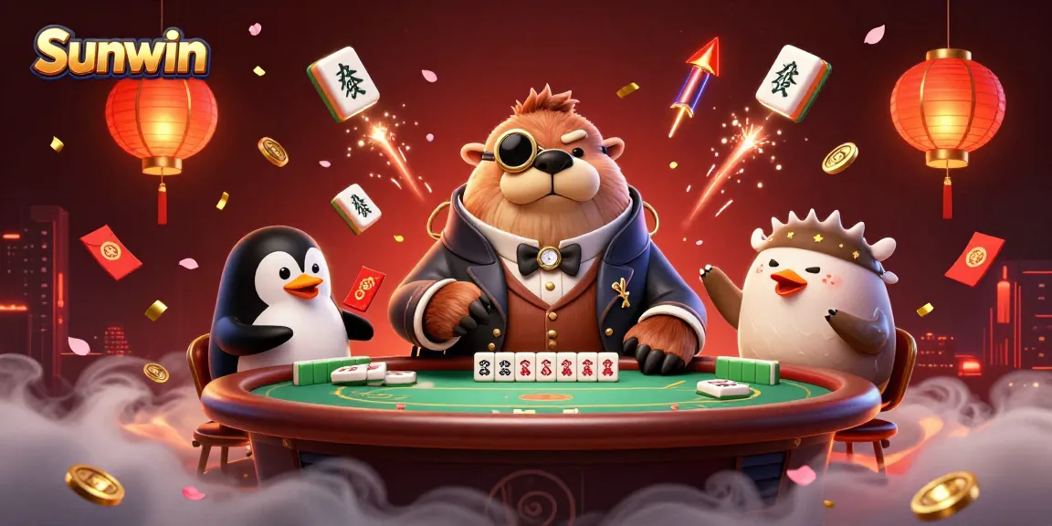 Sunwin players enjoying a thrilling underwater poker game with unique characters and vibrant casino elements.
