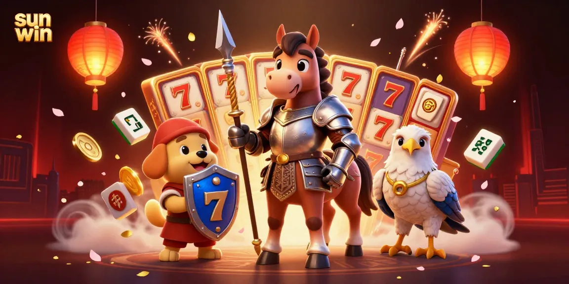 Experience the thrill of sun win with this vibrant casino illustration featuring knights and game elements.